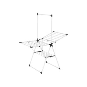 SONGMICS 2-tasoinen pyykkiteline, 2 siipeä, valkoinen
