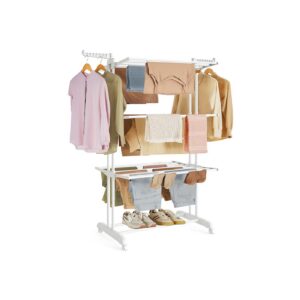 SONGMICS clothes horse with 4 levels and casters, cloud white