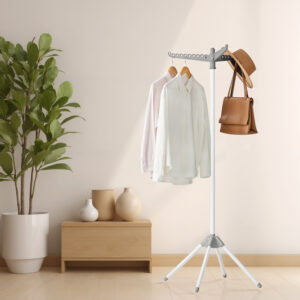 SONGMICS Clothes Drying Rack, Free-Standing Dryer, 3 Rotating Arms for Hangers