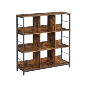 VASAGLE shelf with 3 levels for living room vintage brown-black