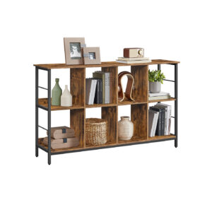 VASAGLE Shelf with 2 Levels and 8 Compartments Vintage Brown-Ink Black