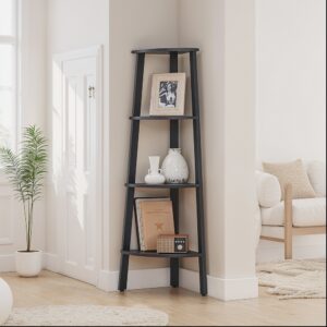 VASAGLE kulmahylly, 4-tasoinen kirjahylly, tikkaat