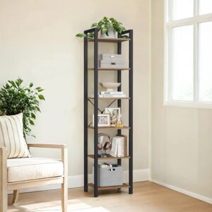 VASAGLE Shelf 6 Levels 30 x 40 x 187.5 cm Vintage Brown-Black