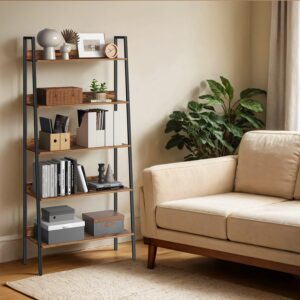 VASAGLE Kirjahylly, tikkaat 5 tasoa, kapea hylly