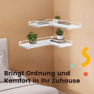 VASAGLE L-shaped corner shelf, set of 2, wall shelf