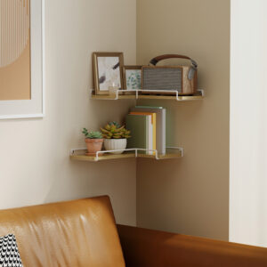 VASAGLE L-shaped corner shelf, set of 2, wall shelf