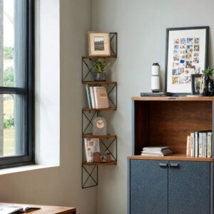 VASAGLE kulmahylly, kirjahylly siksak-muotoinen, 5 tasoa