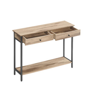 VASAGLE konsolbord med 2 lådor kamelbrun-bläck svart