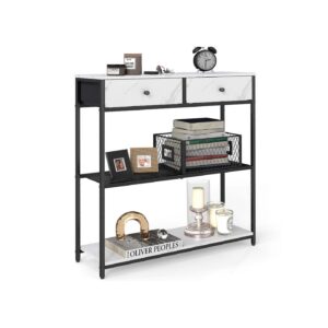 VASAGLE smalt konsolbord med två tyglådor