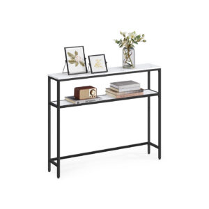 VASAGLE konsolbord med 2 hyllor 20 x 100 x 80 cm marmorvit-bläck svart