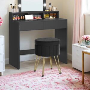 SONGMICS skammel, skammel med opbevaringsplads, rund skammel