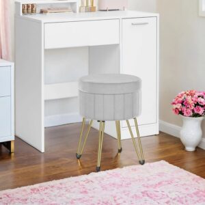 SONGMICS skammel, skammel med opbevaringsplads, rund skammel