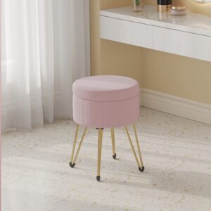 SONGMICS skammel, skammel med opbevaringsplads, rund skammel