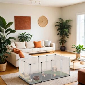 SONGMICS Bur til sm? dyr med bundplader, l?beg?rd med aftagelig og vandt?t underlag, bur til hamstere