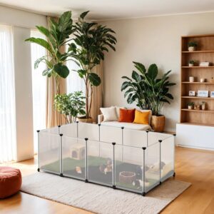 SONGMICS Bur til sm? dyr med bundplader, l?beg?rd med aftagelig og vandt?t underlag, bur til hamstere