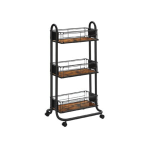 VASAGLE Serving trolley 3 levels Vintage brown-black