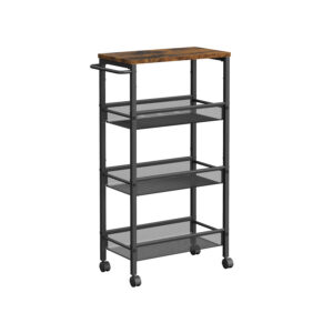 VASAGLE trolley 4 levels on casters with handle vintage brown-black