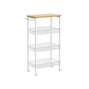 VASAGLE rullvagn 4 nivåer på hjul med handtag ekfärgad-vit