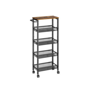 VASAGLE trolley, 5 shelves, narrow, vintage brown-black