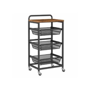 VASAGLE Serving trolley with multiple levels and pull-out baskets