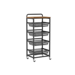 VASAGLE Serving trolley with multiple levels and pull-out baskets