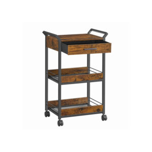 VASAGLE Kitchen trolley with 3 levels and casters vintage brown-ink black