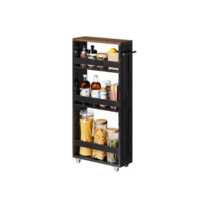 VASAGLE Smal rullvagn med fyra hyllplan och handtag