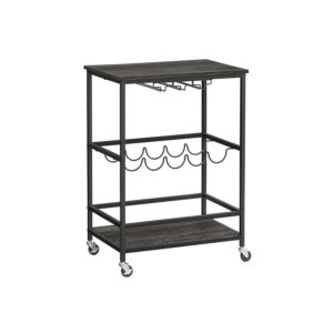 VASAGLE vinreol p? hjul Industriel design stengr?-sort