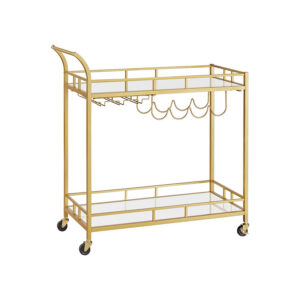 VASAGLE Serving trolley with glass shelves