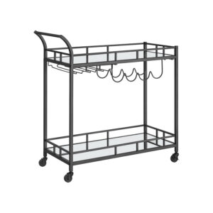 VASAGLE serving trolley with 2 mirrored glass shelves
