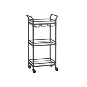 VASAGLE serving trolley with casters, black
