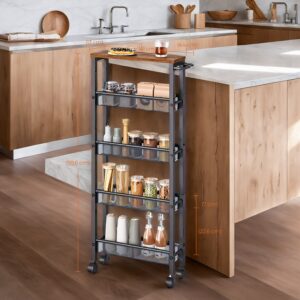VASAGLE rullvagn 5 nivåer, smal köksvagn, nischhylla på hjul