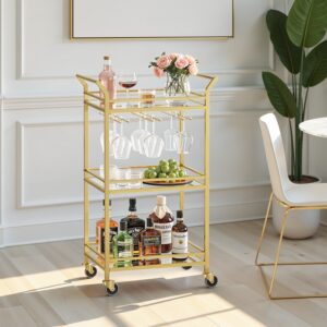 VASAGLE serving trolley, 3-tier trolley with casters