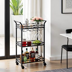 VASAGLE serving trolley, 3-tier trolley with casters