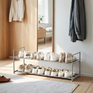 SONGMICS 2-tier shoe rack, metal shoe stand, shoe storage,