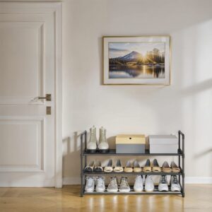 SONGMICS kenkähylly, 3 tasoa, metallinen kenkäteline, kenkien säilytys