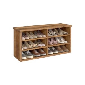 VASAGLE shoe bench with storage space and adjustable shelves