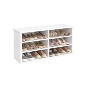 VASAGLE shoe bench with storage space and adjustable shelves