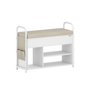 VASAGLE shoe bench with seat and storage space, cappuccino beige