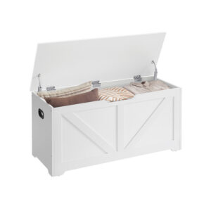 VASAGLE shoe bench with storage space for hallway, matte white