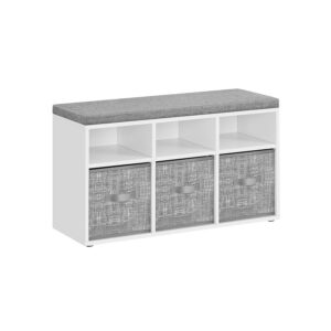 VASAGLE Shoe bench with 6 compartments and 3 shelves, cloud white-dove gray