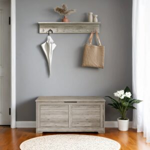 VASAGLE shoe bench with storage space, country style, mottled greige