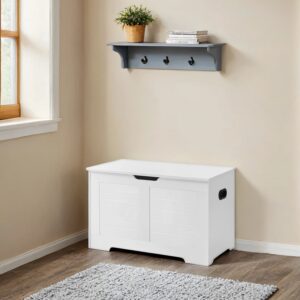 VASAGLE shoe bench, bench with storage space, storage chest with 2 safety hinges