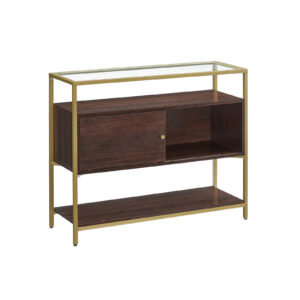 VASAGLE Kitchen cabinet with glass top