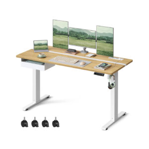 VASAGLE-kirjoituspöytä pistorasioilla ja laatikolla 60 x 140 cm