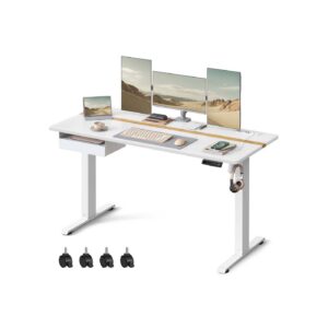 VASAGLE Height-Adjustable Desk 60 x 140 cm White