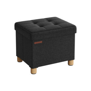 SONGMICS Fällbar bänk 32 x 40 x 33,5 cm med förvaringsutrymme svart