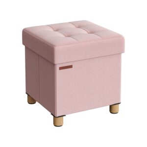 SONGMICS folding bench 38 x 38 x 40 cm with storage space, pastel pink