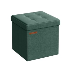 SONGMICS Foldable stool with storage space 30 x 30 cm vintage green