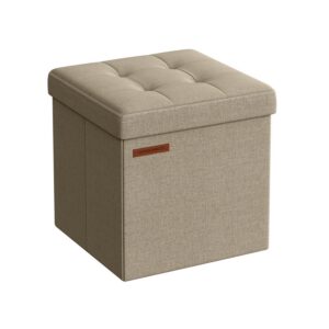 SONGMICS Fällbar pall med förvaringsutrymme 30 x 30 cm kamelbrun